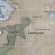 Map showing Perseverance’s landing spot within Jezero crater, with interesting geological features shown in green.